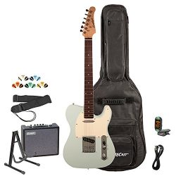 Sawtooth ST-ET-SGRW-KIT-3 Electric Guitar, Surf Green with Aged White Pickguard