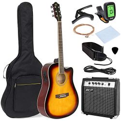 Best Choice Products 41in Full Size All-Wood Acoustic Electric Cutaway Guitar Musical Instrument ...