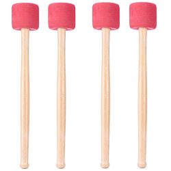 Buytra 4 Pack Bass Drum Mallets Sticks Percussion Mallets with EVA Foam Head and White Oak Wood  ...