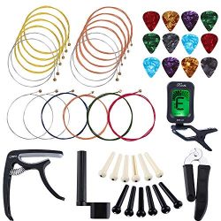 Auihiay 46 PCS Guitar Strings Changing Kit Guitar Tool Kit Including Guitar Strings Guitar Tuner ...