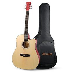 Guitar Acoustic 41 Inch Cutaway Spruce Steel String Guitar Pack-Natural By Afuaim