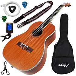 Ukulele Baritone Size Bundle From Lohanu (LU-B) 2 Strap Pins Installed FREE Uke Strap Case Tuner ...