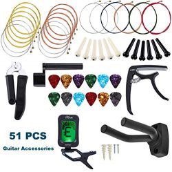 2019 New Guitar Accessory Kit, All-in 1 51 PCS Acoustic Guitar Changing Tool Set, Guitar Strings ...