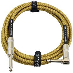 GLS Audio 10 Foot Guitar Instrument Cable – Right Angle 1/4 Inch TS to Straight 1/4 Inch T ...