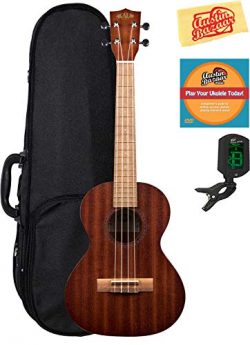 Kala KA-15T Satin Mahogany Tenor Ukulele Bundle with Hard Case, Tuner, Austin Bazaar Instruction ...