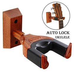 Ukulele Wall Mount, Auto Lock Ukulele Hanger, Hard Wood Base Ukulele Hangers For Wall, Ukulele/V ...