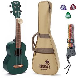 Hola! Music HM-121BU+ Deluxe Mahogany Soprano Ukulele Bundle with Aquila Strings, Padded Gig Bag ...