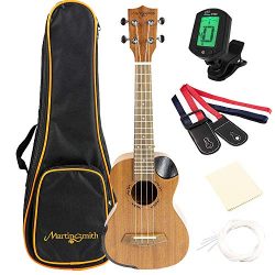 Martin Smith Soprano Ukulele Starter Kit with Aquila Strings – Includes Online Lessons, Tuner, B ...