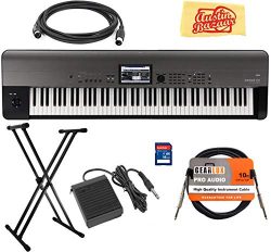 Korg KROME-EX 88-Key Music Workstation Keyboard & Synthesizer Bundle with Keyboard Stand, SD ...