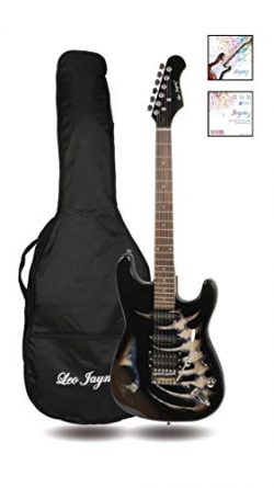 39″ Full Size ST Style Electric Guitar – Black Skull Sticker Graphic Design –  ...