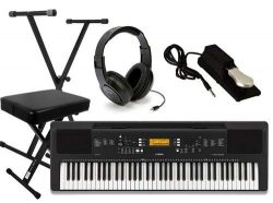 Yamaha PSR-EW300 Ultimate Portable Keyboard Package with Headphones, Stand,Bench, and Sustain Pedal