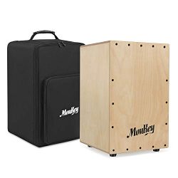 Moukey Full Size Cajon Drum DCD-1 Wooden Drum Box Birchwood Percussion Internal Metal Strings wi ...