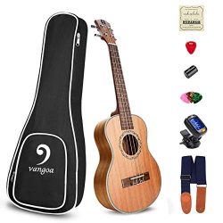 Soprano Ukulele Mahogany Acoustic 21in Ukulele for Beginners Bundle ukulele starter kit, by Vangoa