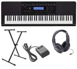 Casio WK-245 4 pc Ultra-Premium Keyboard Package With Headphones, Stand, Sustain Pedal and Power ...