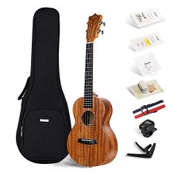 Official Enya EUT-70 Tenor ukulele KOA Wood Ukulele with Online Lessons,String, Tuner, Strap,Fin ...