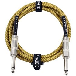 GLS Audio 10 Foot Guitar Instrument Cable – 1/4 Inch TS to 1/4 Inch TS 10-FT Brown Yellow  ...