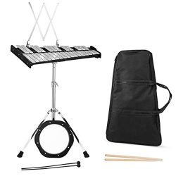 Giantex Percussion Glockenspiel Bell Kit 30 Notes, with Electroplated Adjustable Height Frame, M ...