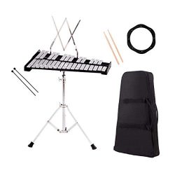 Giantex Percussion Glockenspiel Xylophone Bell Kit 30 Notes w/Practice Pad, Adjustable Height St ...