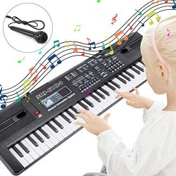 RenFox Electronic Keyboard Piano 61-Key Portable Keyboard Piano with Microphone&USB Cable To ...