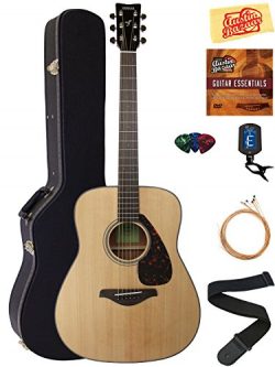 Yamaha FG800 Solid Top Folk Acoustic Guitar – Natural Bundle with Hard Case, Tuner, String ...