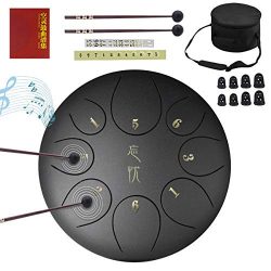 ZHRUNS Steel Tongue Drum, Percussion Instrument Tank Drum or Hand Drum with Carring Bag and Mall ...