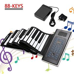 EOSAGA 88 Keys Roll Up Piano Keyboard Portable Electric Hand Roll with Environmental Silicone Pi ...