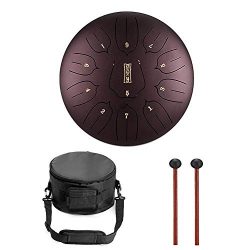 Niome 12 Inch Steel Tongue Drum 11 Notes w/Travel Bag and Mallets,Tank Drum Chakra Drum,Percussi ...