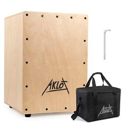 AKLOT Cajon Box Drum Wooden Percussion Box with Internal Adjustable Snares Birch Wood Compact Size