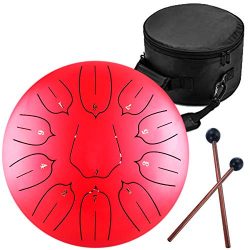 Steel Tongue Drum – 11 Notes 12 inches – Percussion Instrument -Handpan Drum with Ba ...