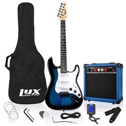 LyxPro 39 inch Electric Guitar Kit Bundle with 20w Amplifier, All Accessories, Digital Clip On T ...