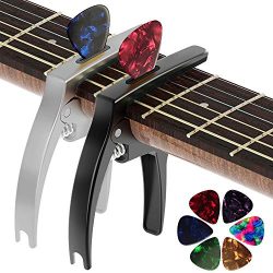 Guitar Capo, 2 Pack TANMUS 3in1 Universal Zinc Metal Capo for Acoustic and Electric Guitars (wit ...