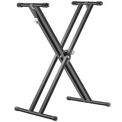 Neewer Black Folding Solid Iron Double-Braced X-Style Keyboard Stand with Locking Straps and 5-P ...