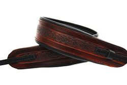 LeatherGraft Walnut Brown Genuine Leather Celtic Knot Pattern Design 3″ Wide Banjo Strap