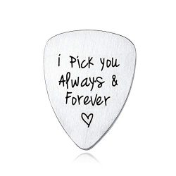 Stainless Steel I Pick You Always and Forever Lettering Guitar Picks Celluloid Mediators For Aco ...