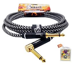 SRADIO Guitar Instrument Cable 20 Foot, AMP Cord Right Angle 1/4-Inch TS to Straight 1/4-Inch TS ...