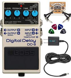 BOSS DD-8 Digital Delay Guitar Effects Pedal Bundle with Blucoil Slim 9V Power Supply AC Adapter ...