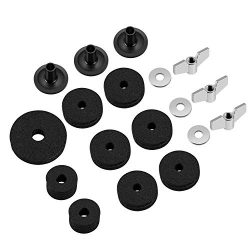 Flexzion 18 Pieces Cymbal Felt Pads Washers Cymbal Stand Sleeve Hi Hat Drum Accessories Parts Re ...