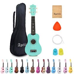 Apelila 21 inch Soprano Ukulele Acoustic Mini Guitar Musical Instrument with Bag, Pick, Strings, ...
