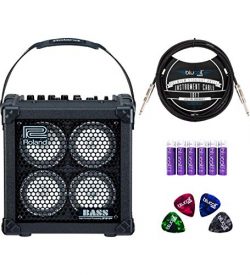 Roland Micro Cube Bass RX Battery Powered Amplifier for Bass Guitars Bundle with Blucoil 10-FT S ...