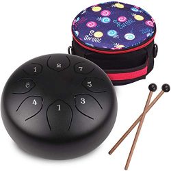Steel Tongue Drum 6 inches 8 Notes Percussion Instrument C-Key Handpan Drum with Bag,Couple of M ...